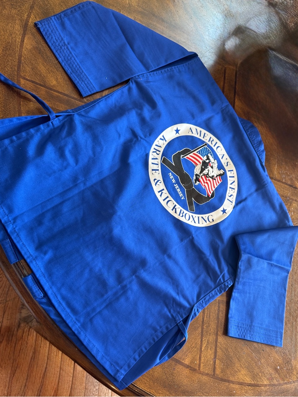 New Karate judo gi blue white belt America’s finest karate& kickboxing top